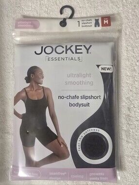 Jockey Essentials Ultralight Smoothing No-Chafe Slipshort Bodysuit - Black (M)
